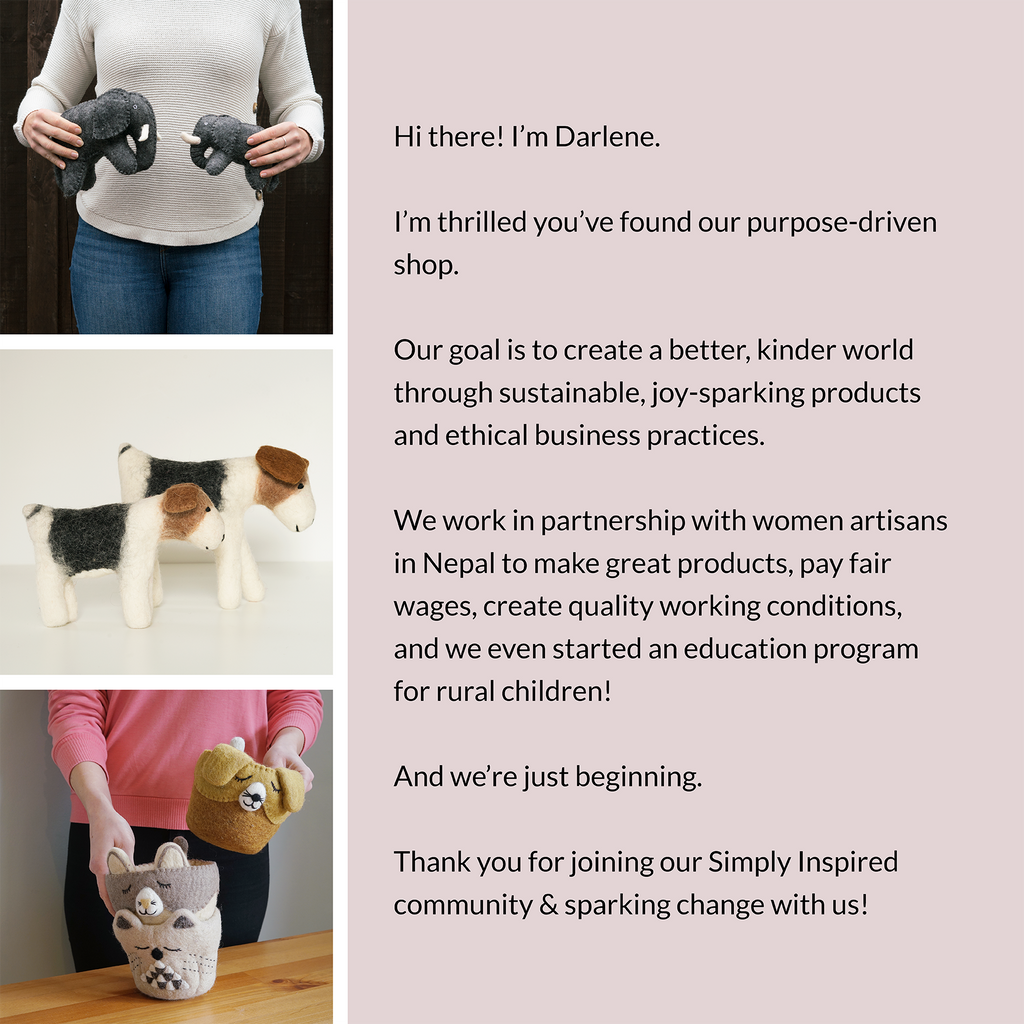 A note from Darlene, owner and founder of Simply Inspired.