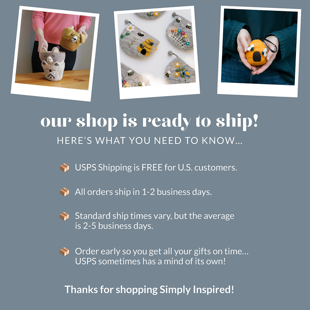 Everything you need to know about shipping when you purchase from Simply Inspired.