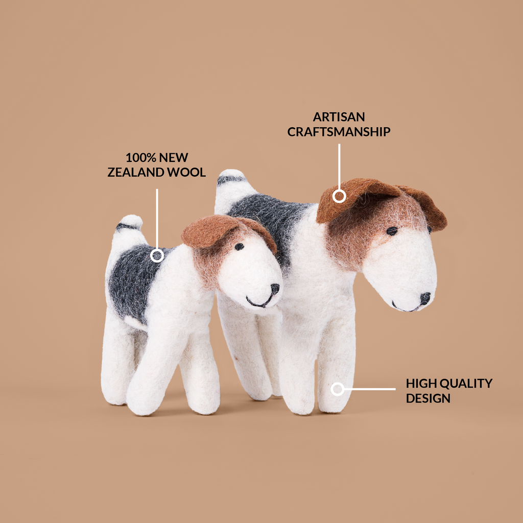 Each cute pup in our felted wool dog duo is handmade by artisans in Nepal.