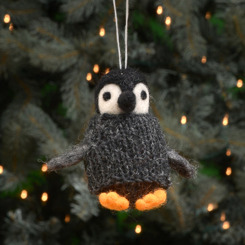 This penguin ornament is almost too cute with his little sweater!